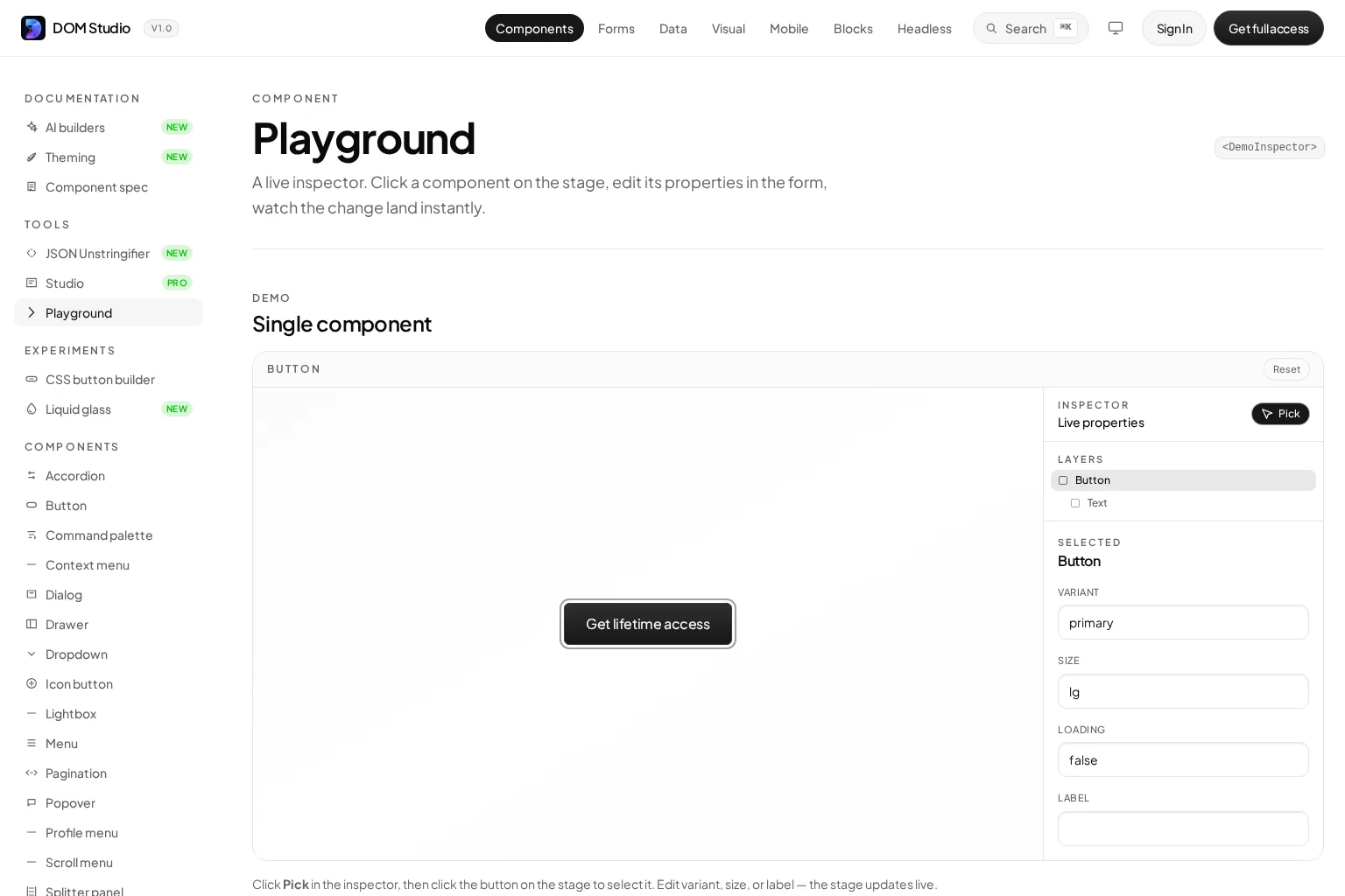 Screenshot of getdom.studio