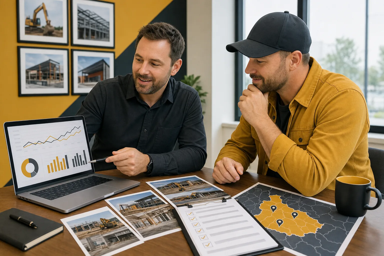 Construction business owner reviewing PPC agency evidence and service-area targeting