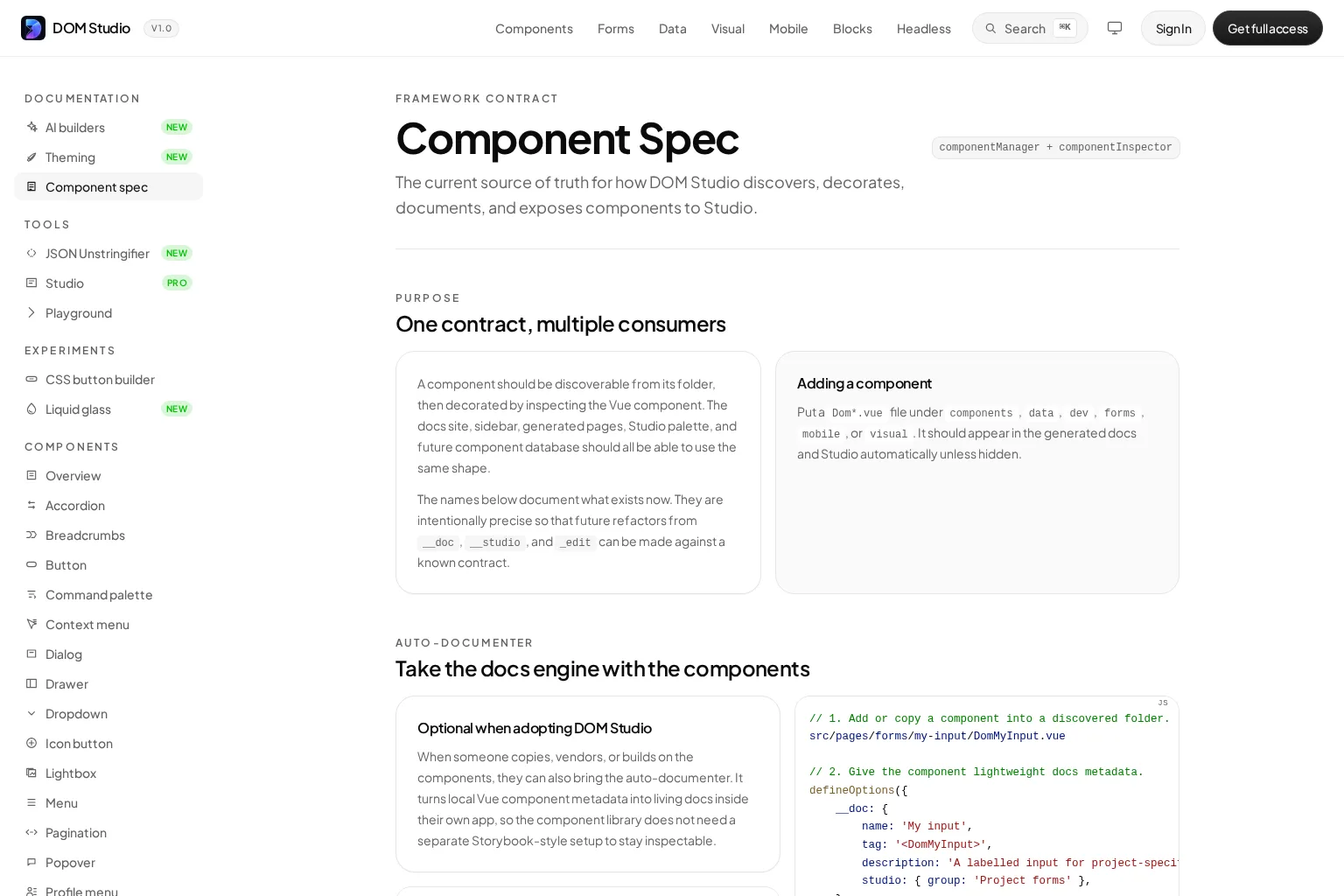 Screenshot of getdom.studio