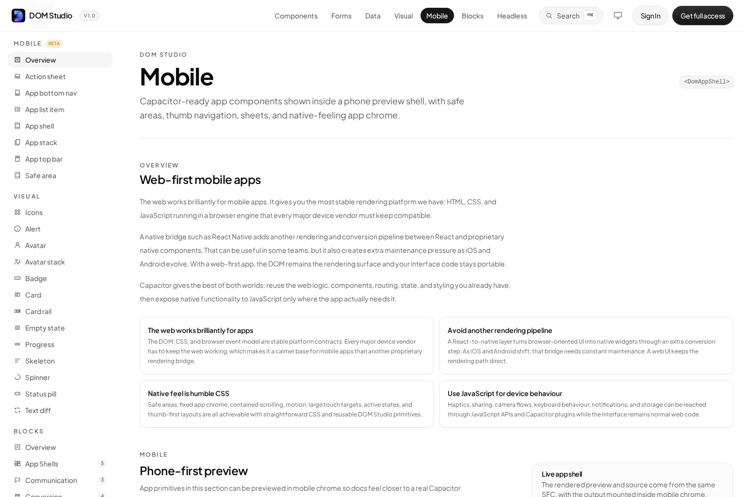 Screenshot of getdom.studio