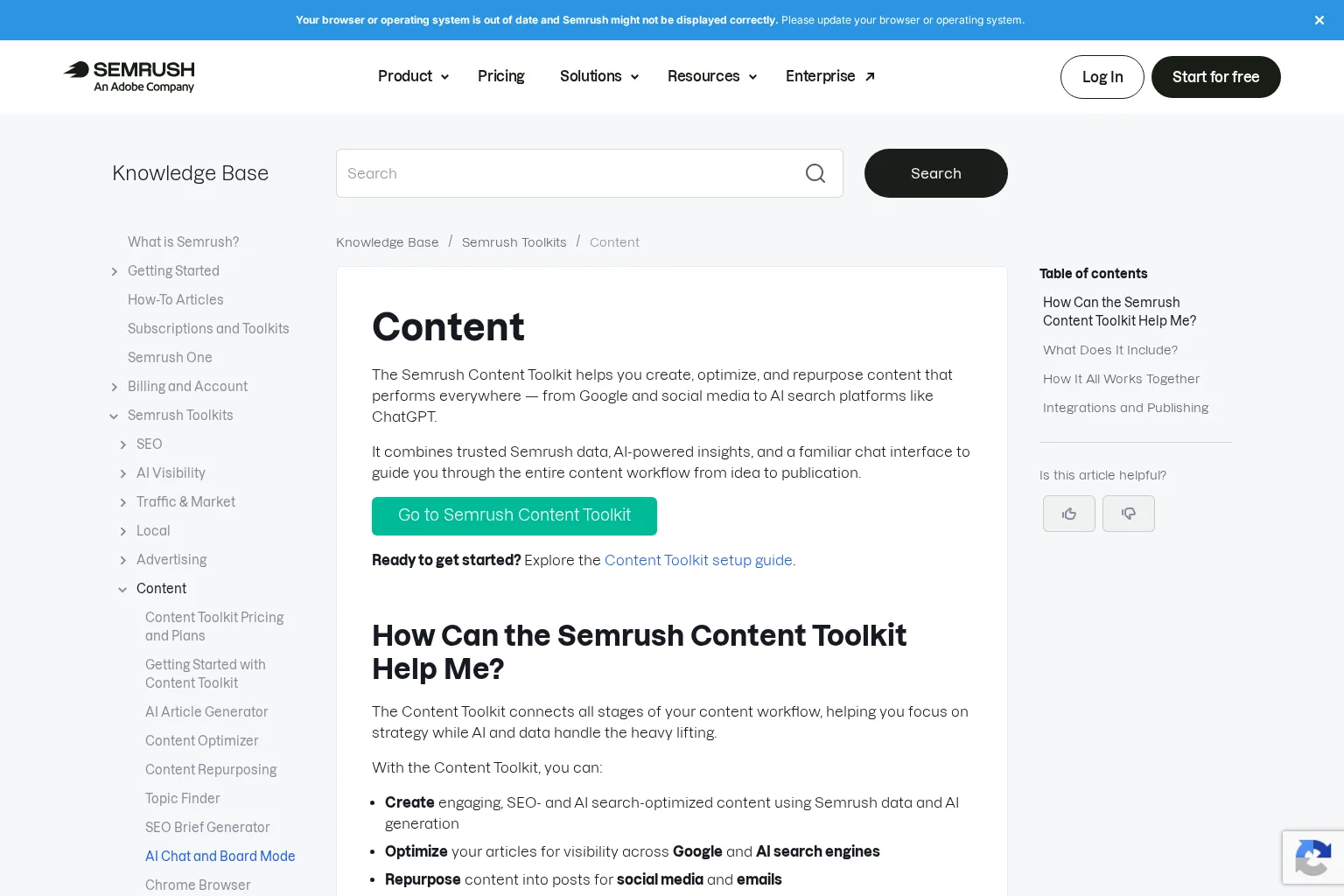 Screenshot of www.semrush.com