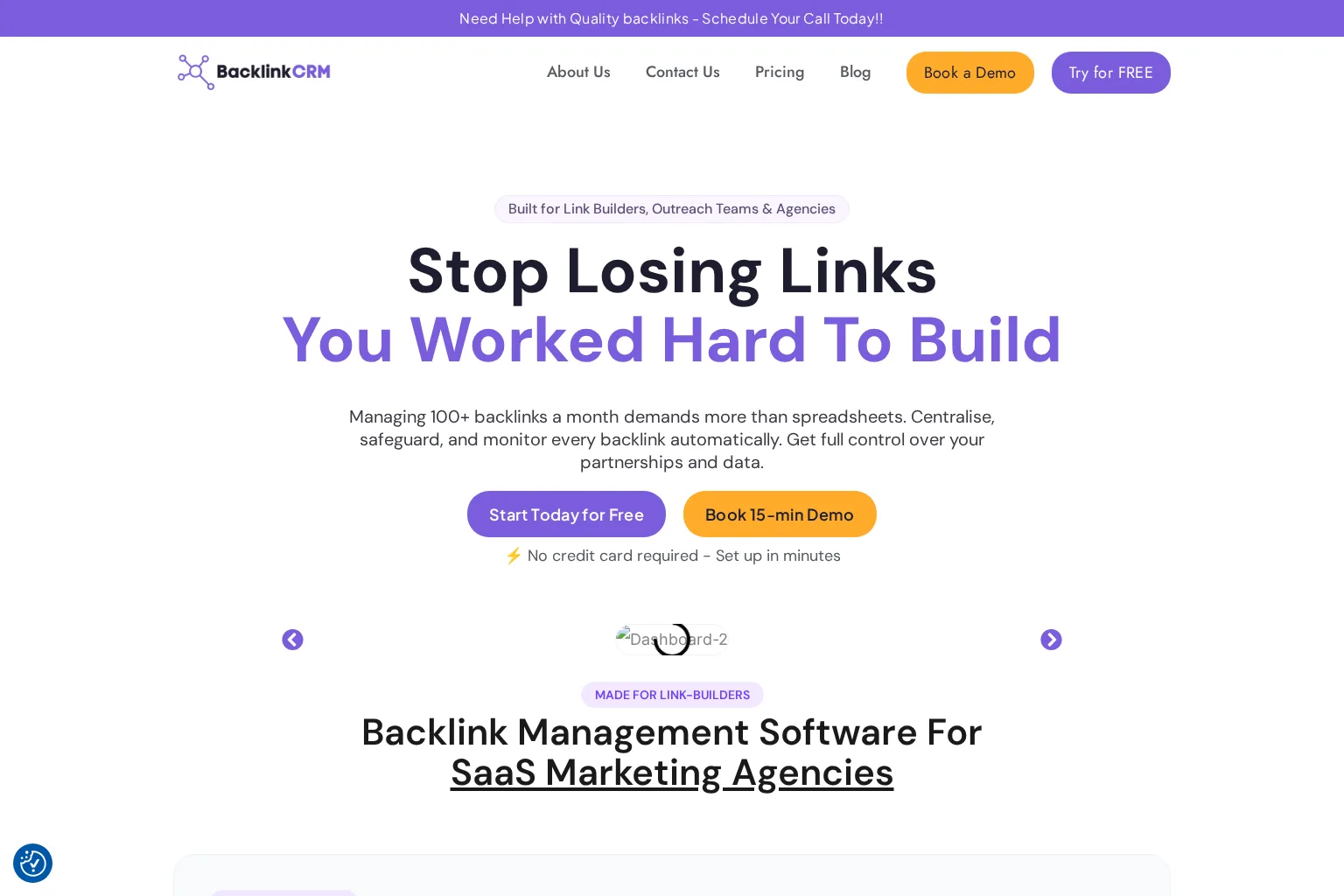 Screenshot of backlinkcrm.io