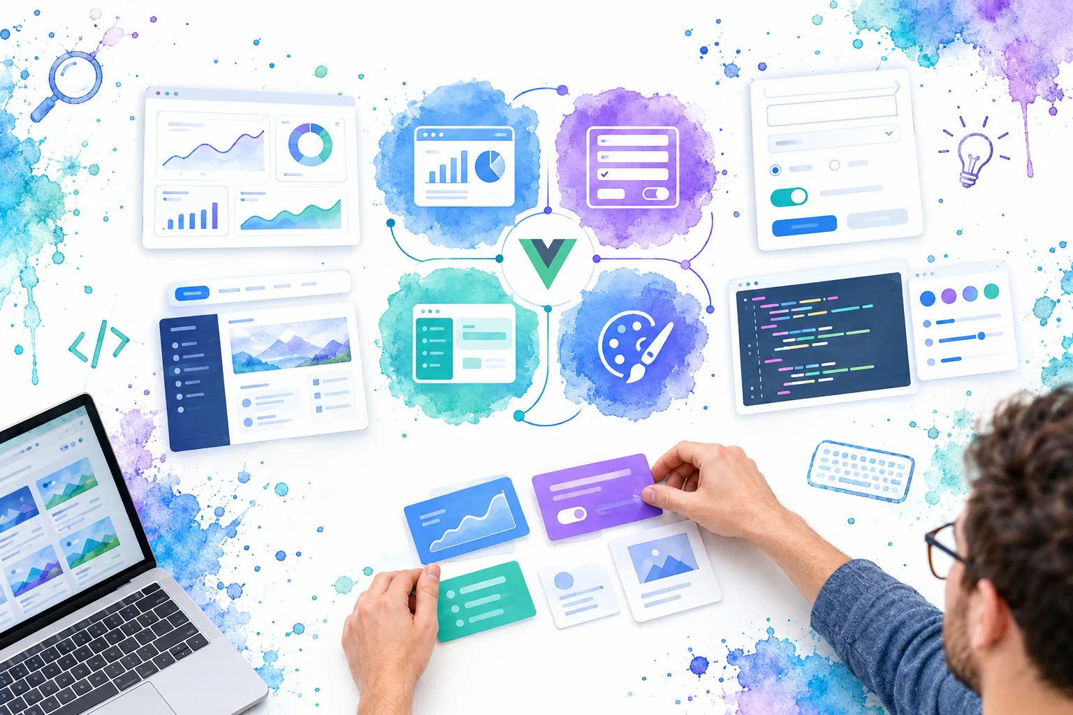 Visual framework for evaluating Vue UI kits by dashboards, forms, layouts, and customization