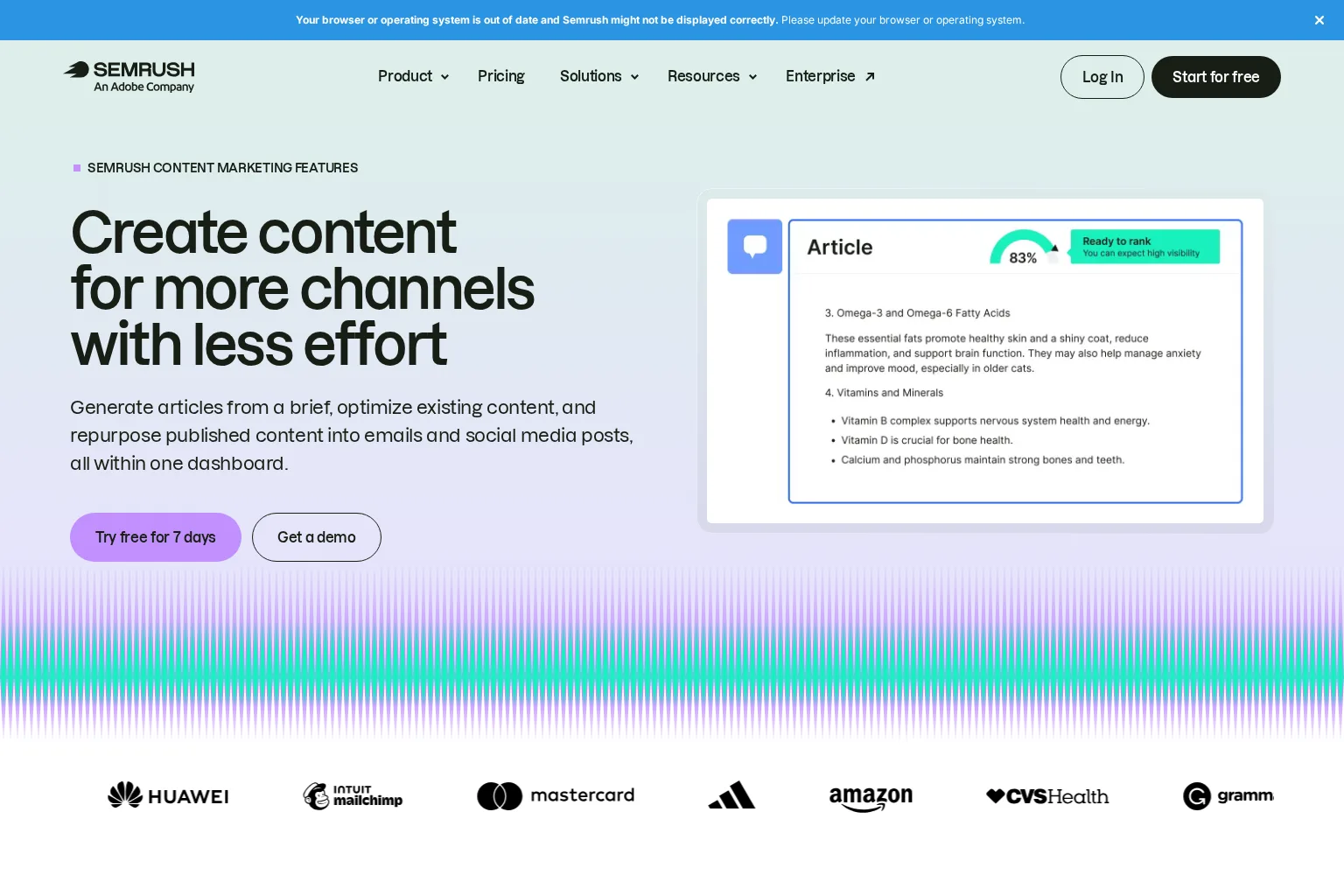 Screenshot of www.semrush.com
