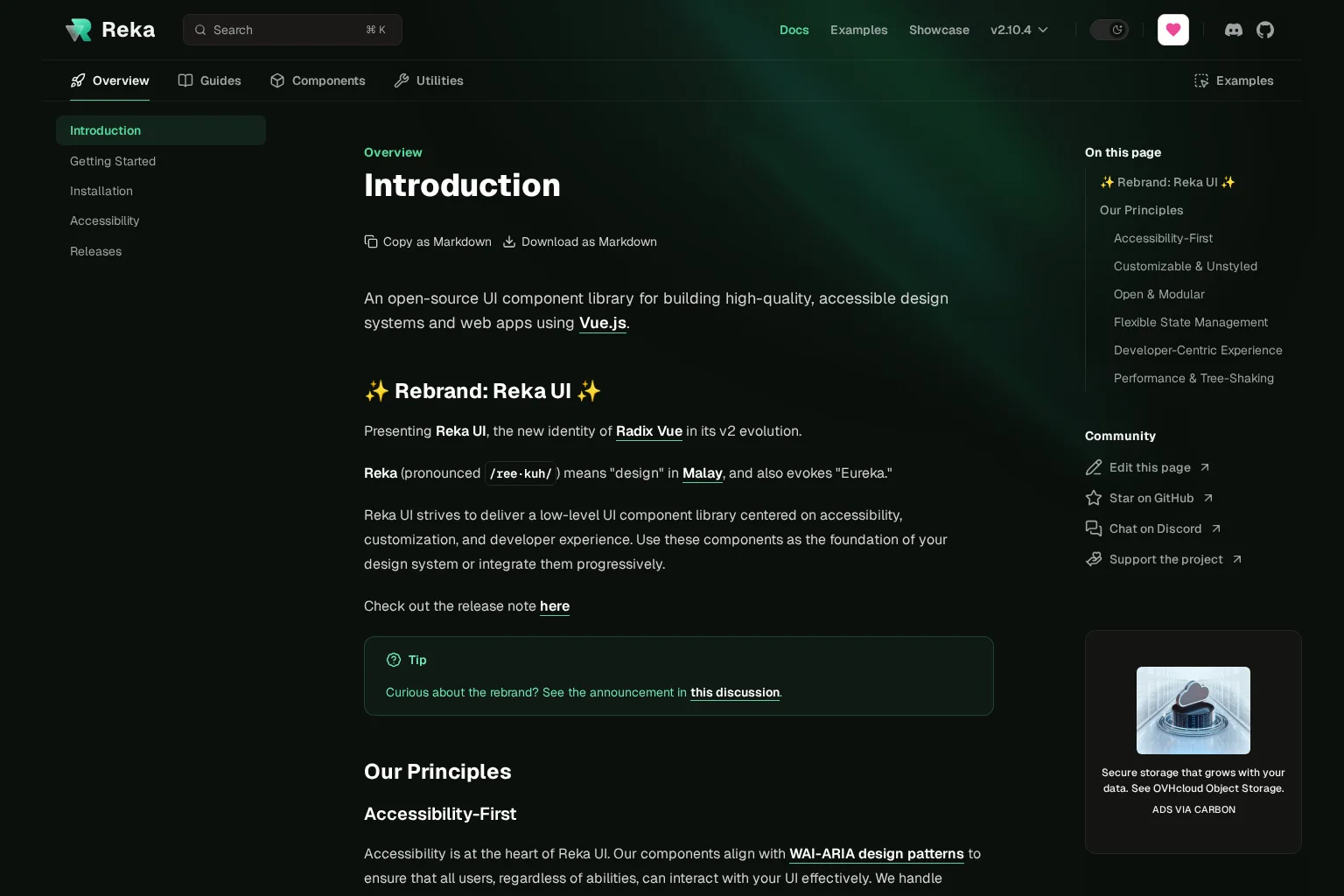 Screenshot of reka-ui.com