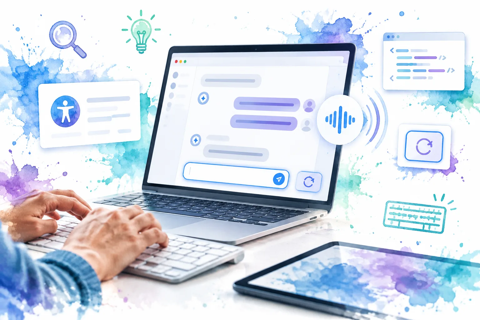 Keyboard and screen-reader accessibility testing for an AI chat interface