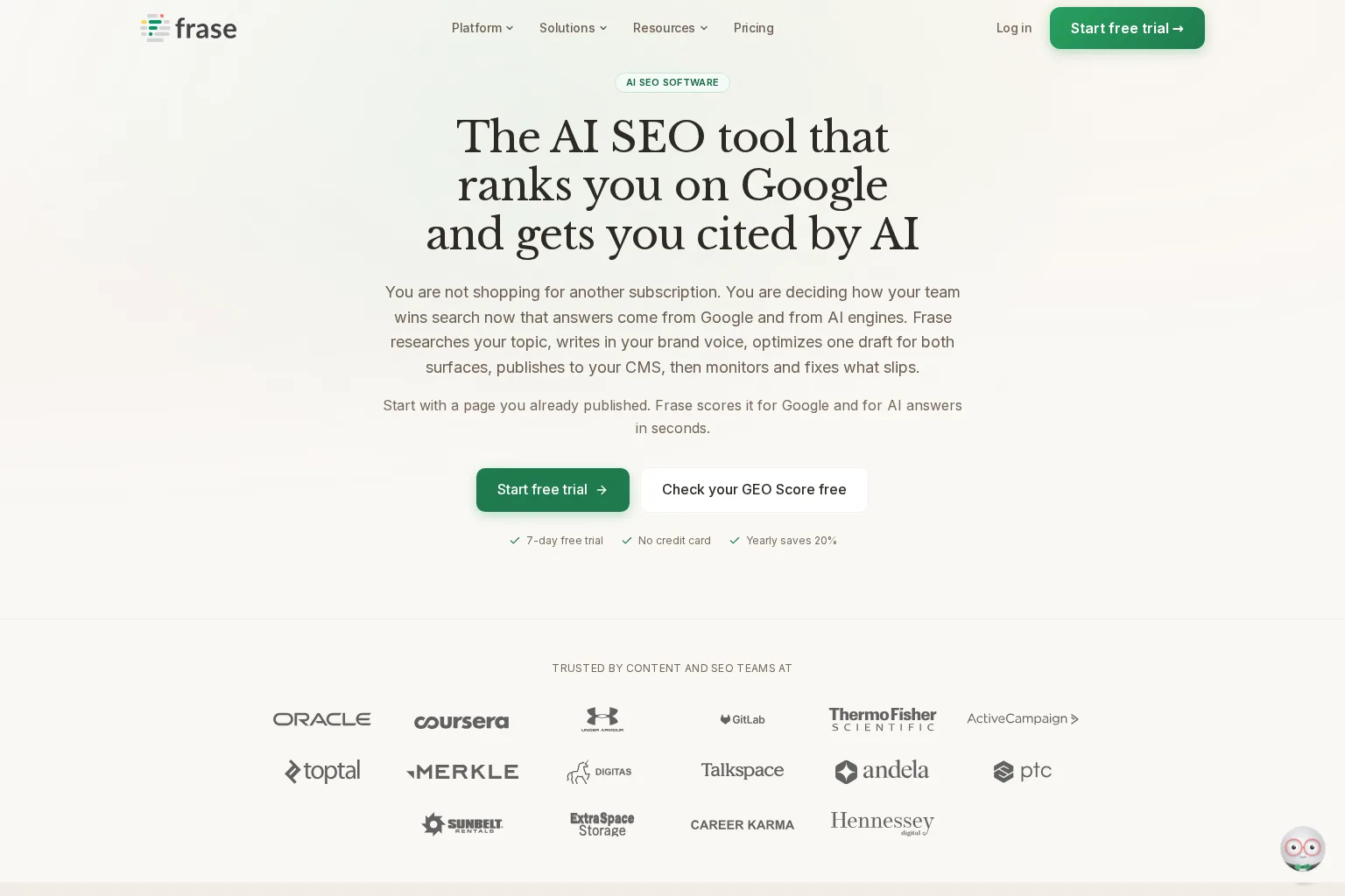 Screenshot of www.frase.io