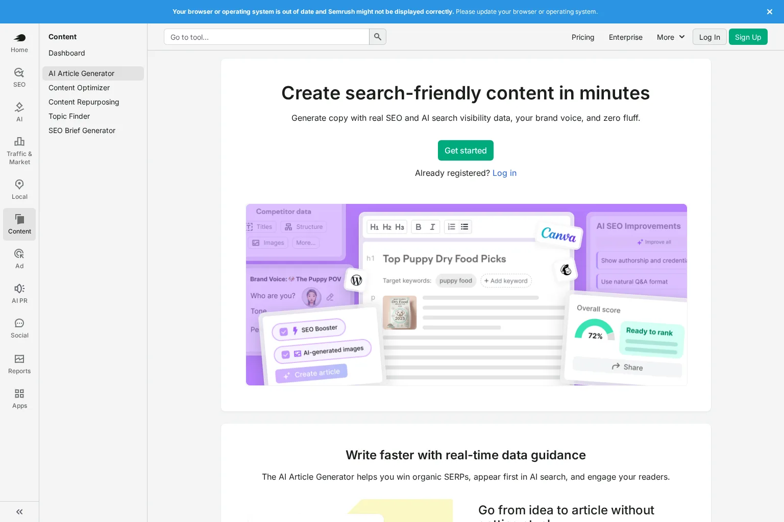 Screenshot of www.semrush.com
