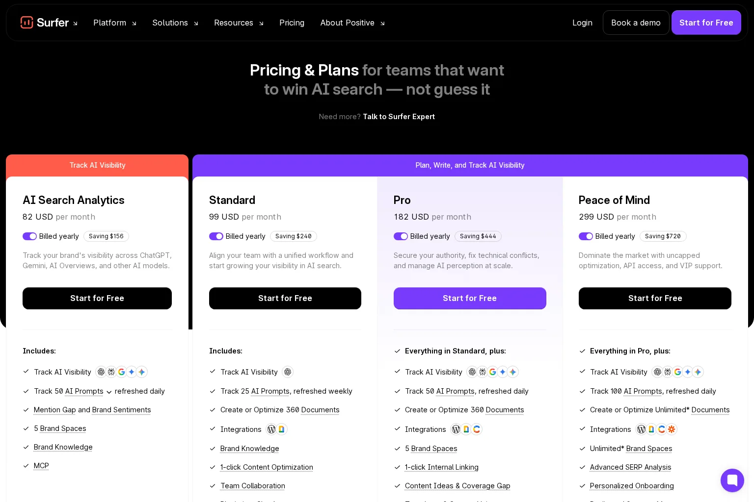 Screenshot of surferseo.com