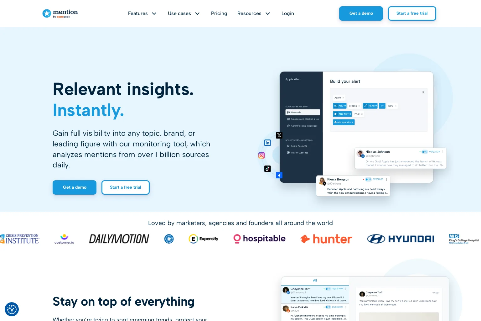 Screenshot of mention.com