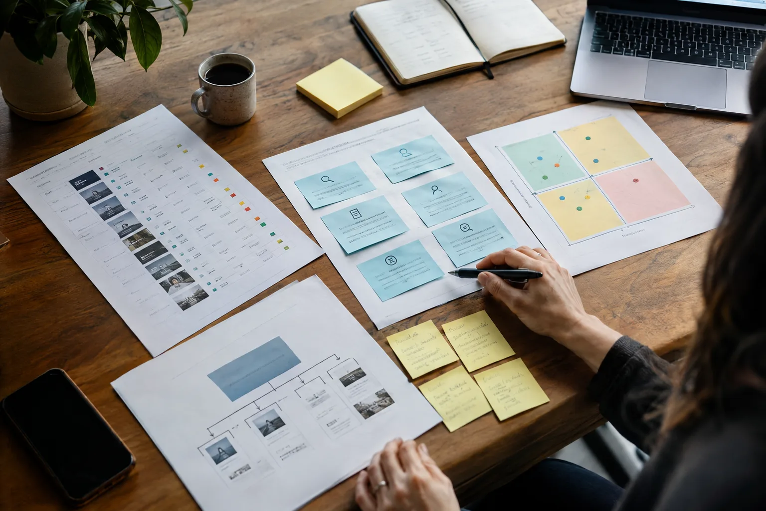 SEO content audit workspace showing existing pages, search intent and topic opportunities