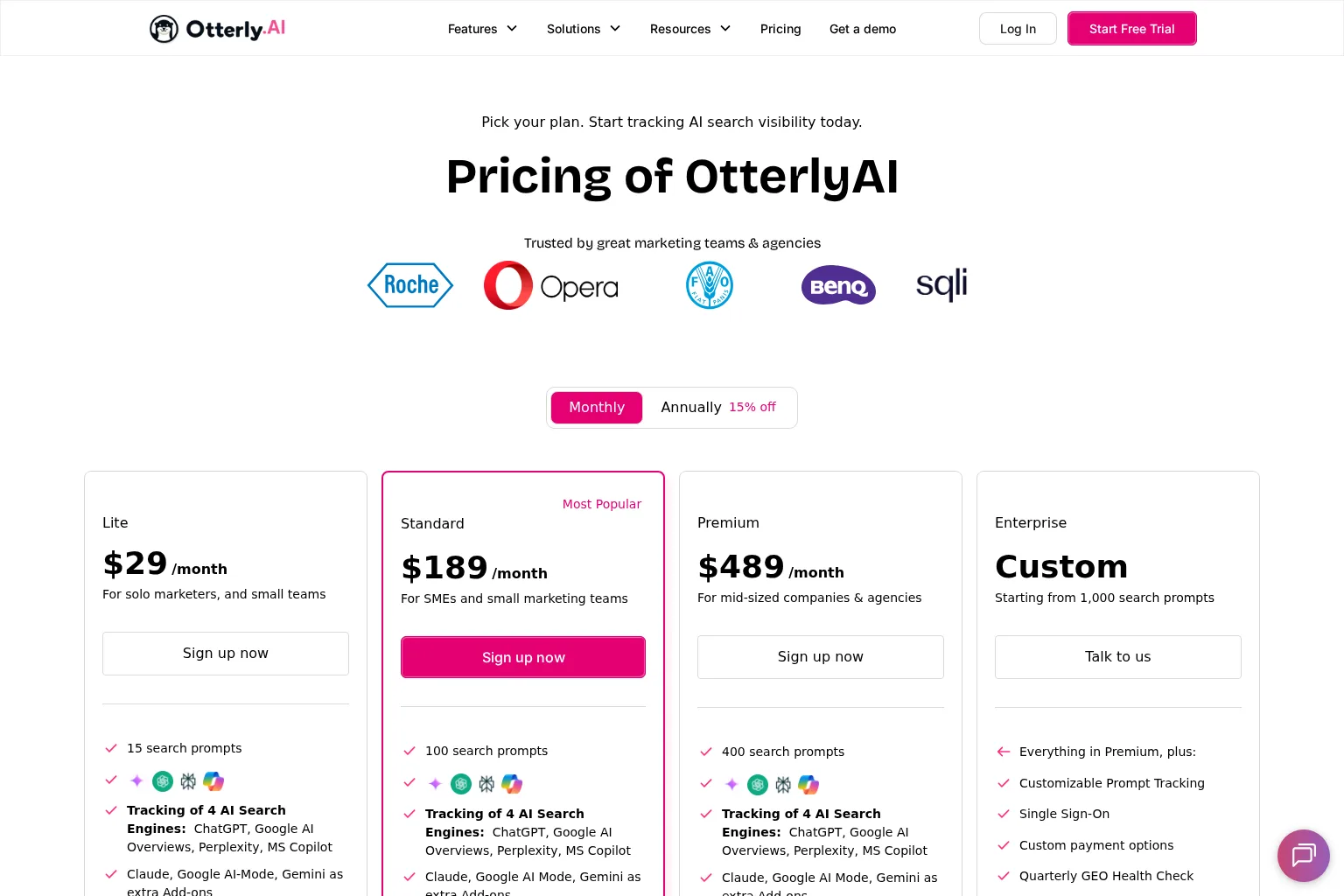 Screenshot of otterly.ai