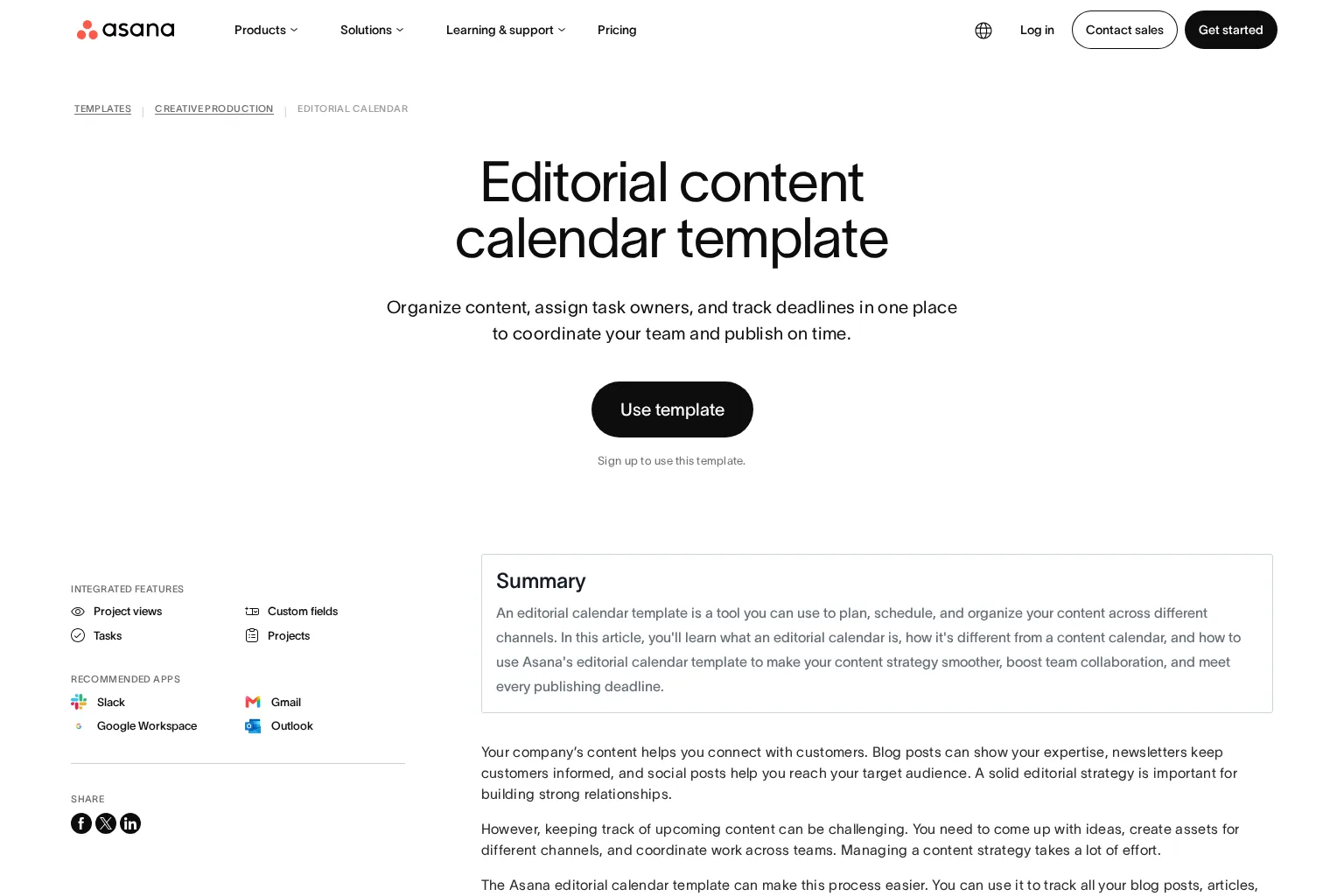 Screenshot of asana.com