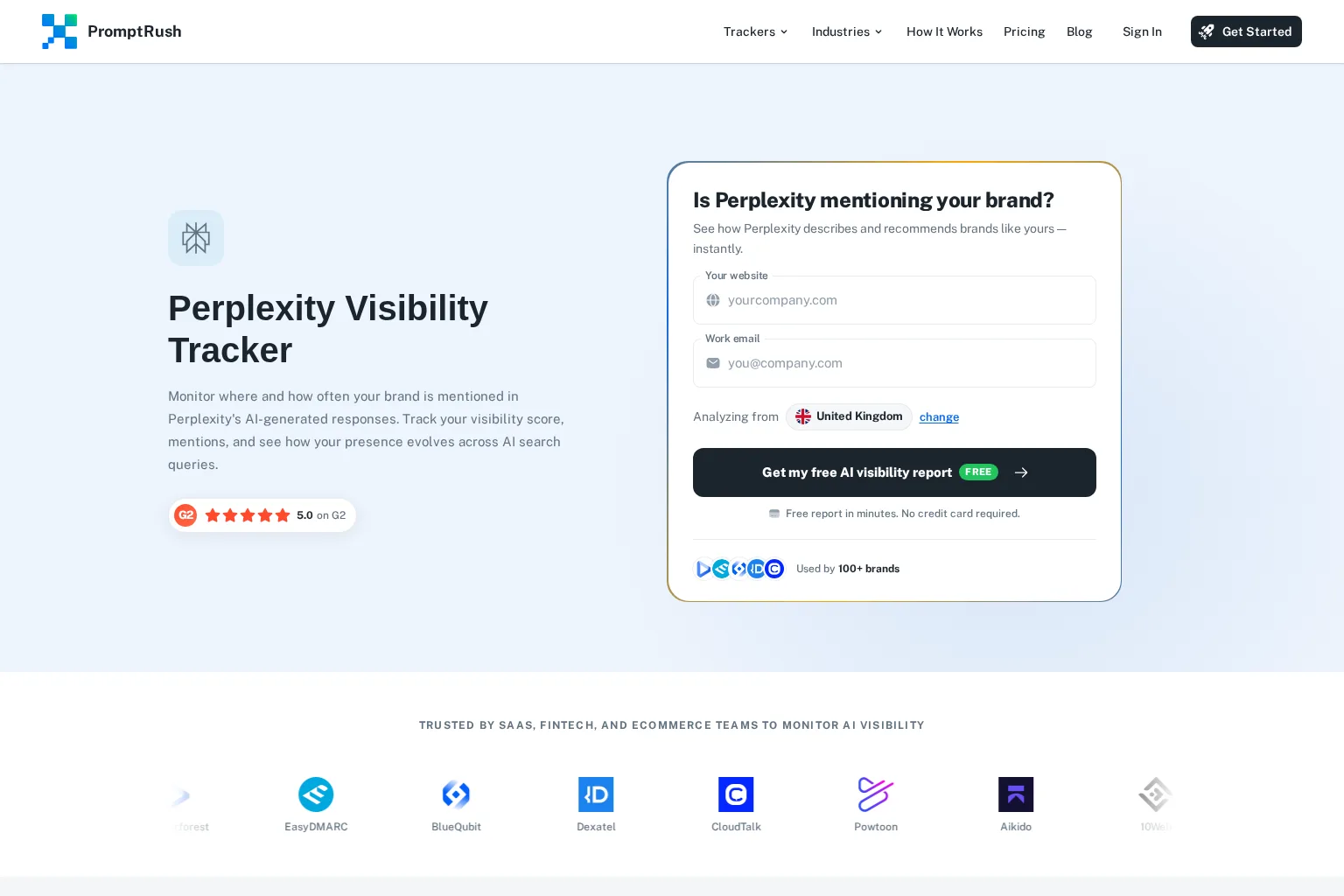Screenshot of www.promptrush.ai