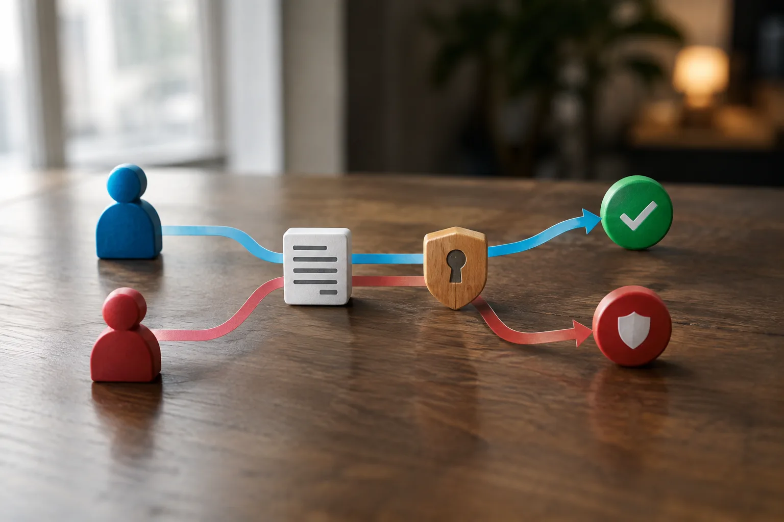 Two user paths showing record owner access granted and another user's access denied