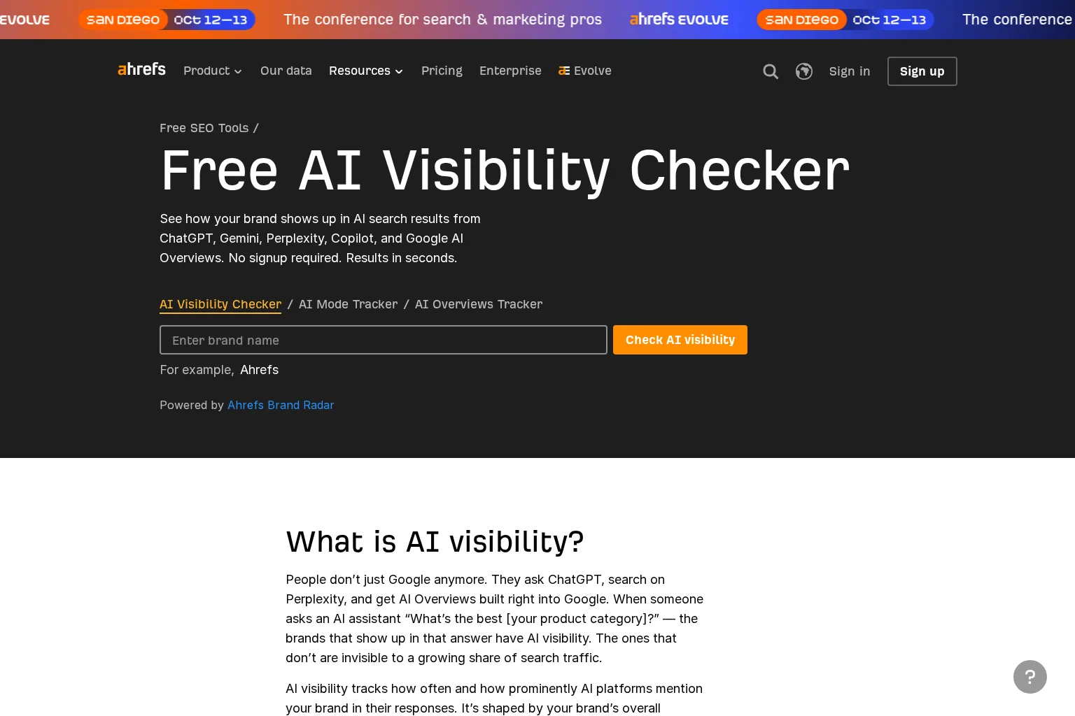 Screenshot of ahrefs.com