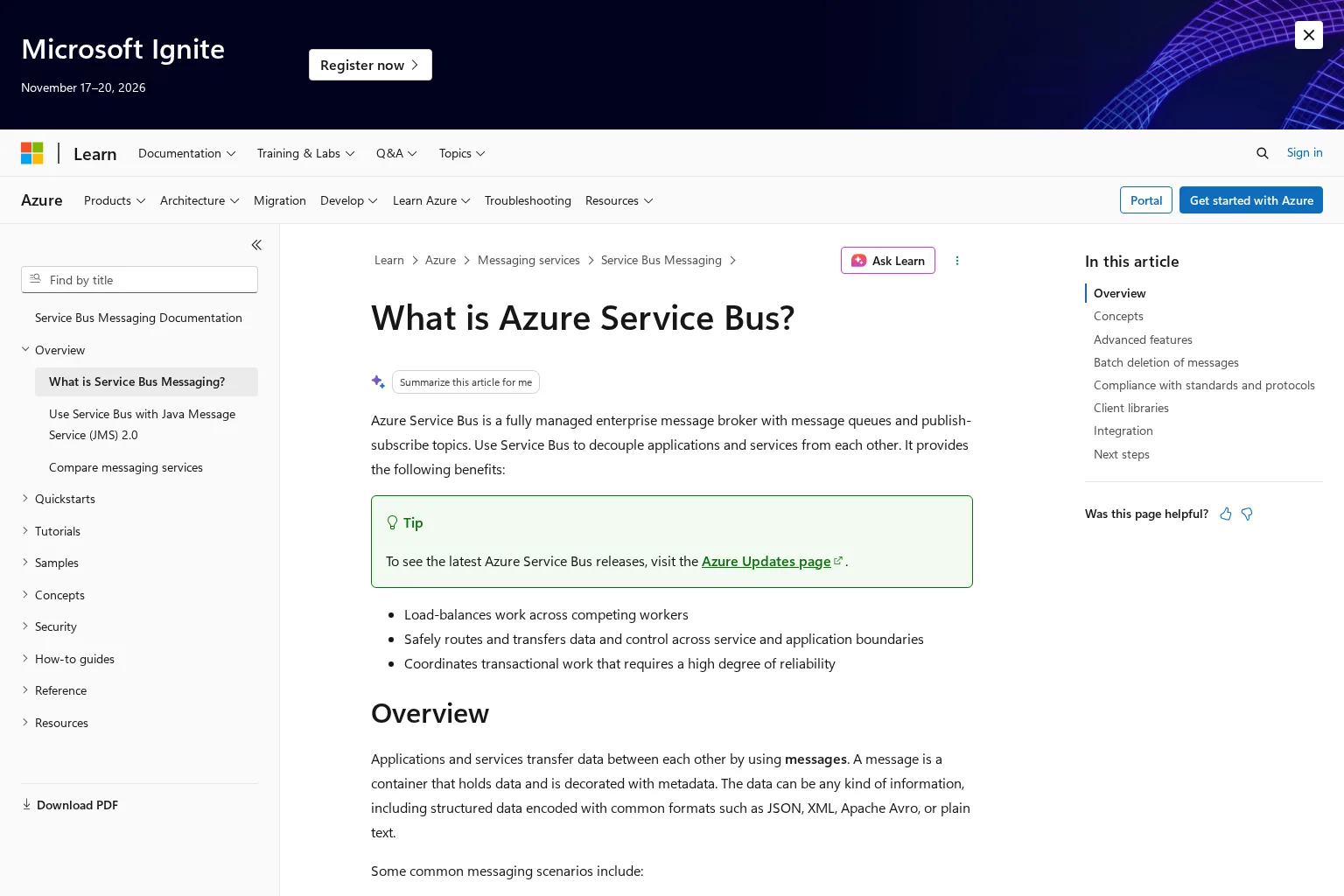 Screenshot of learn.microsoft.com