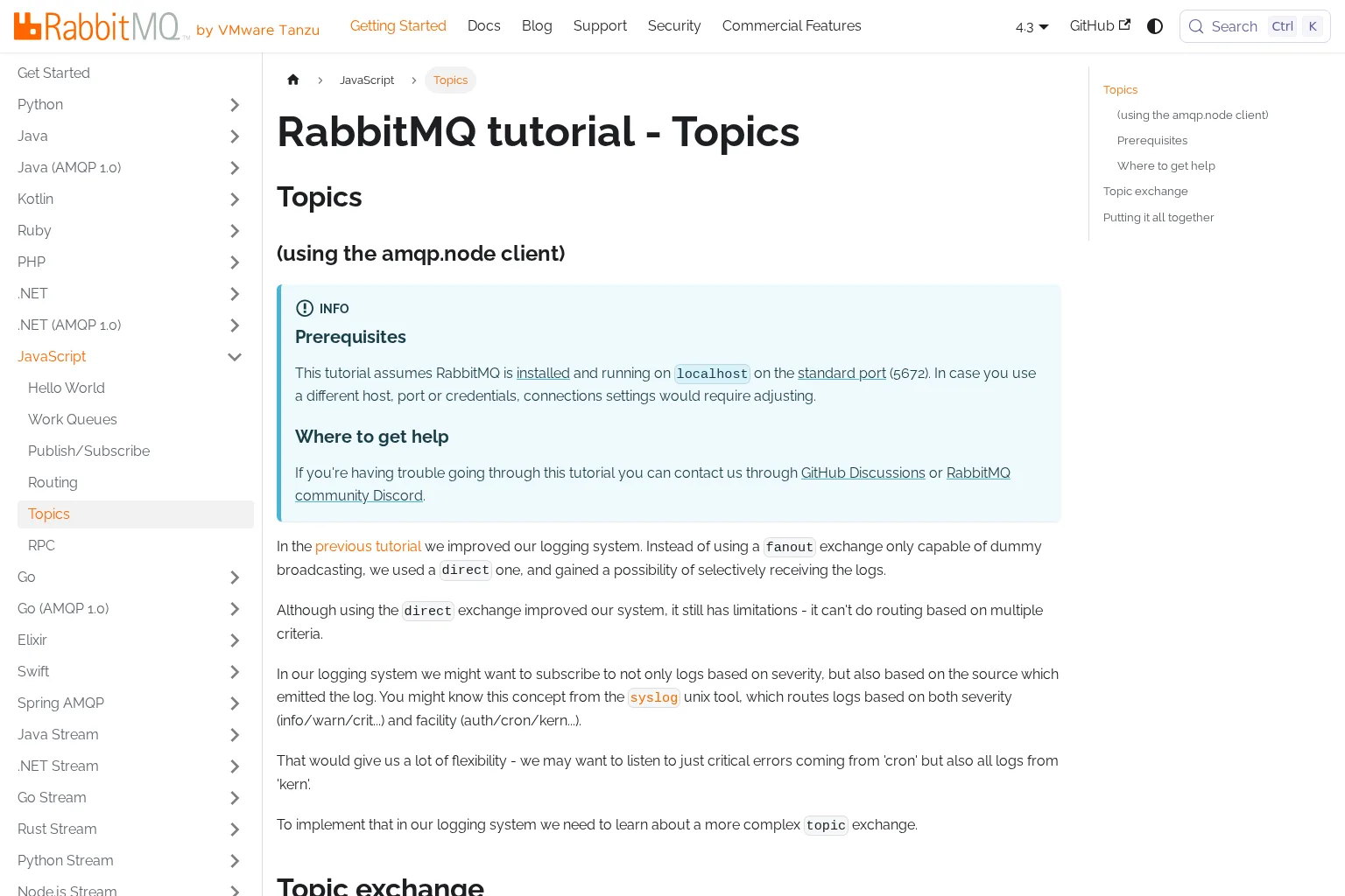 Screenshot of www.rabbitmq.com