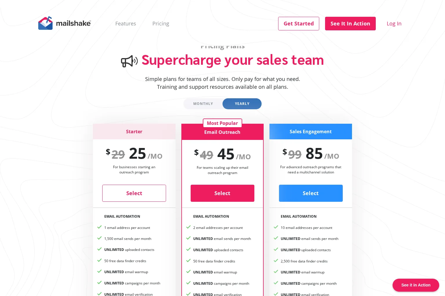 Screenshot of mailshake.com