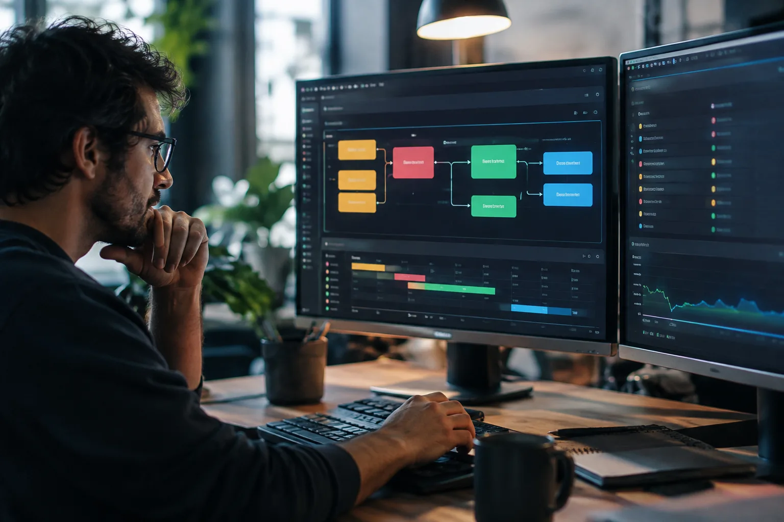 Operations engineer tracing queued work through retries, failures and business outcomes