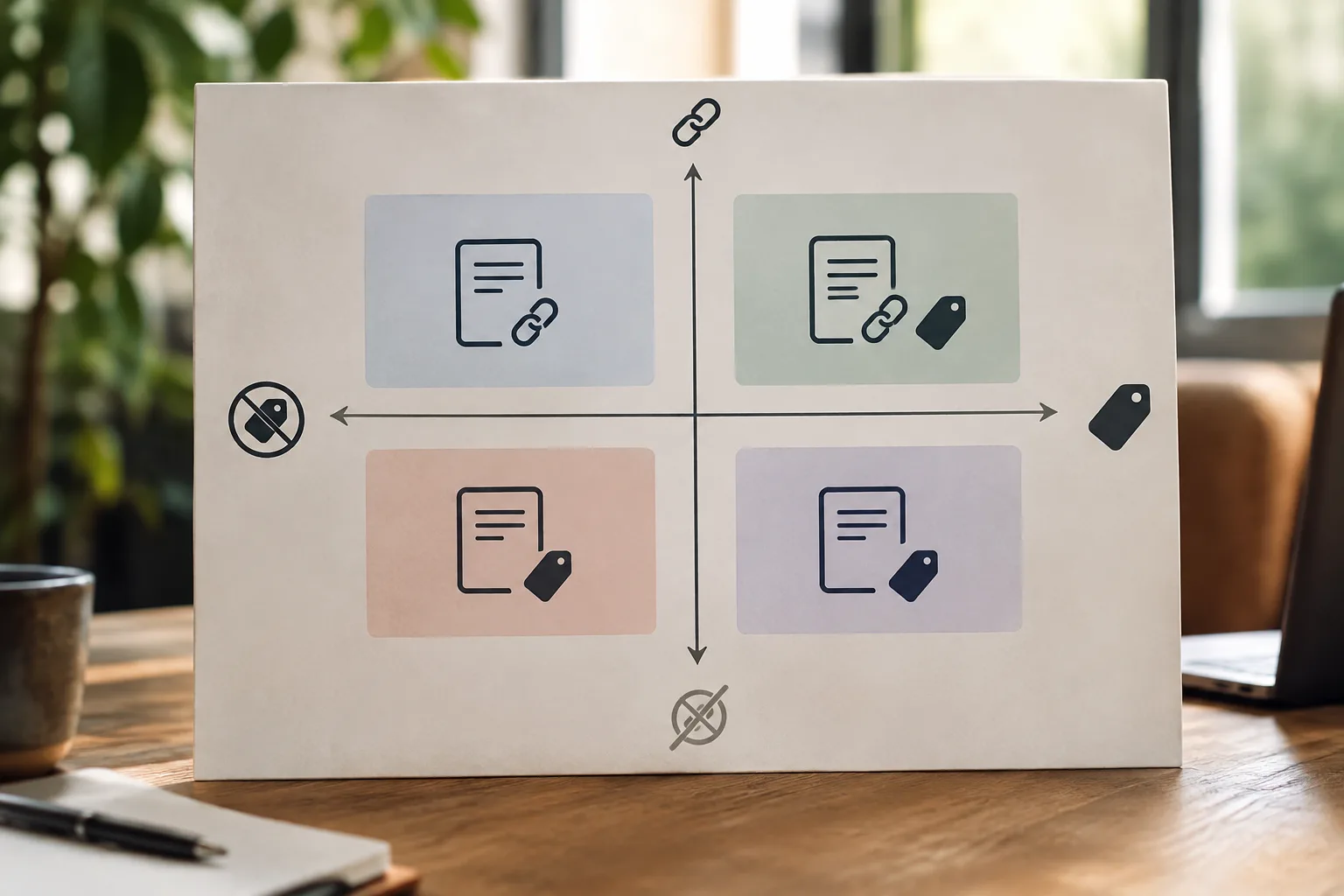 Four AI-answer outcomes comparing whether a brand is mentioned and whether its website is cited