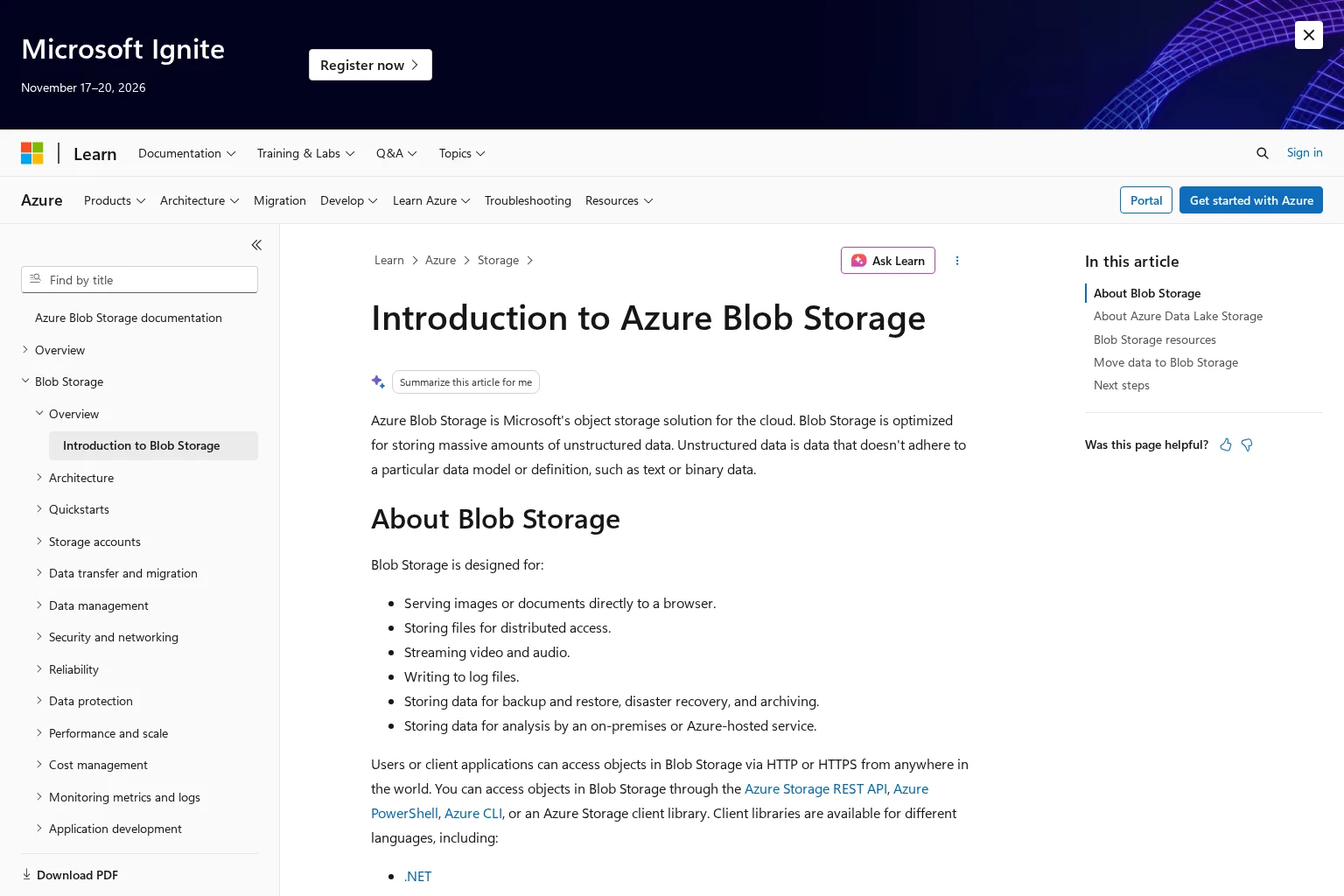 Screenshot of learn.microsoft.com