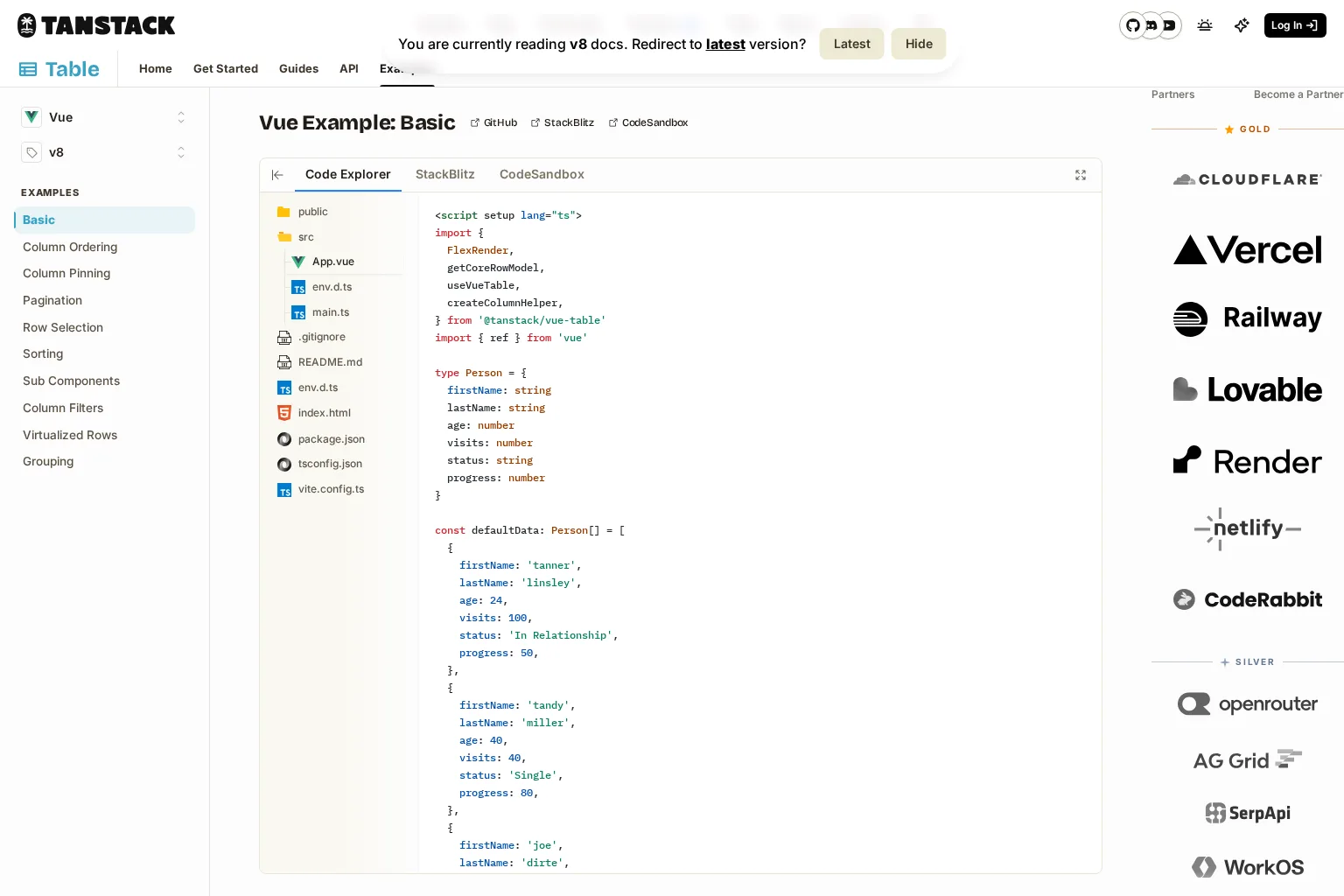 Screenshot of tanstack.com