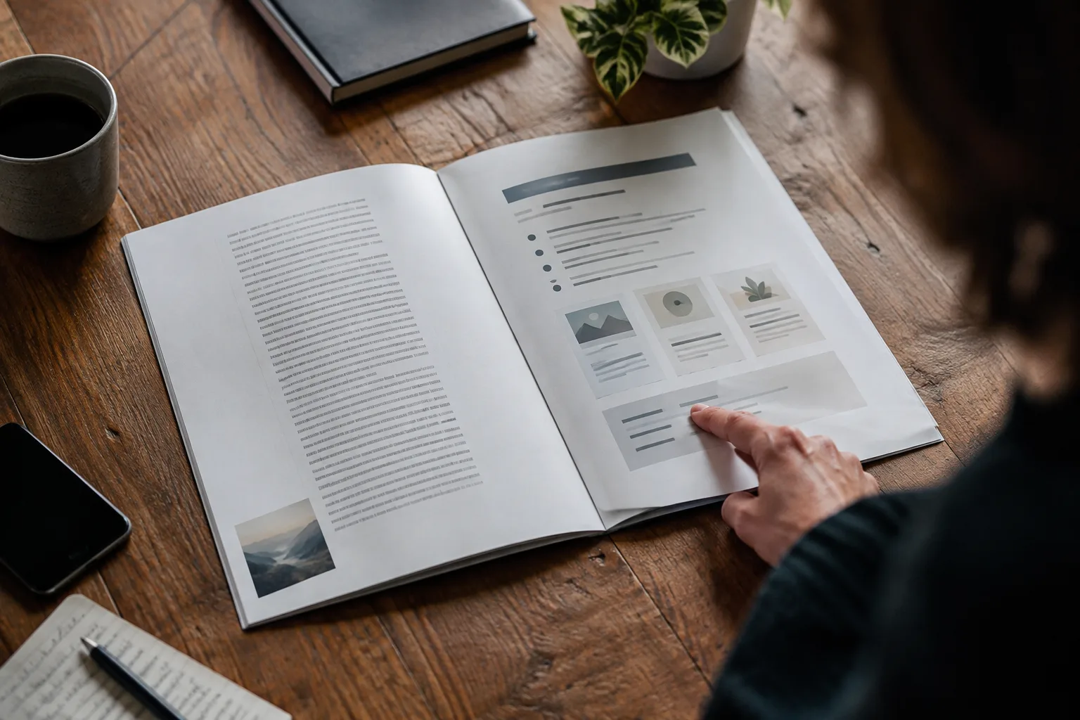 Editor compares a dense draft with a clearly structured blog-post draft