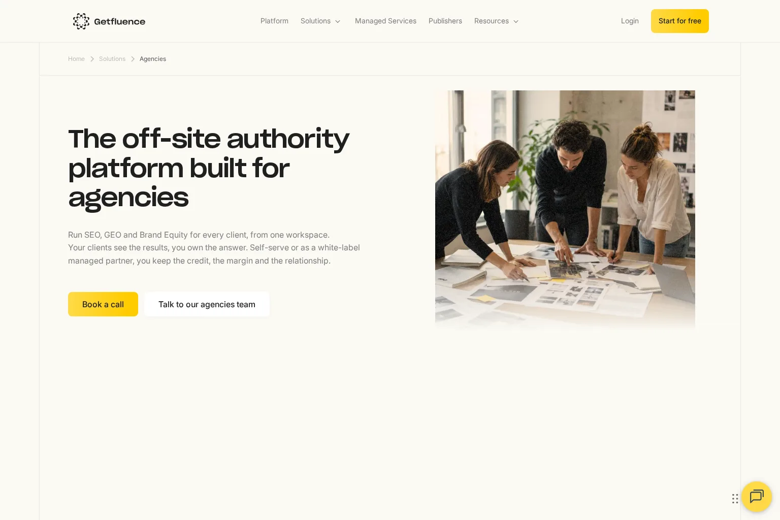 Screenshot of www.getfluence.com