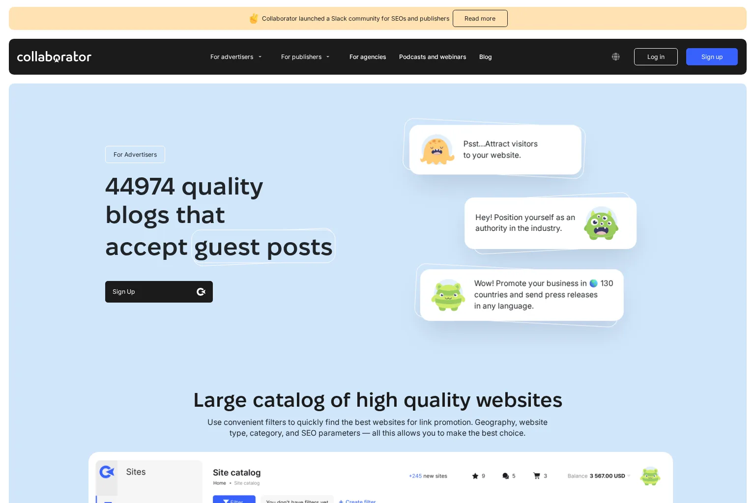 Screenshot of collaborator.pro
