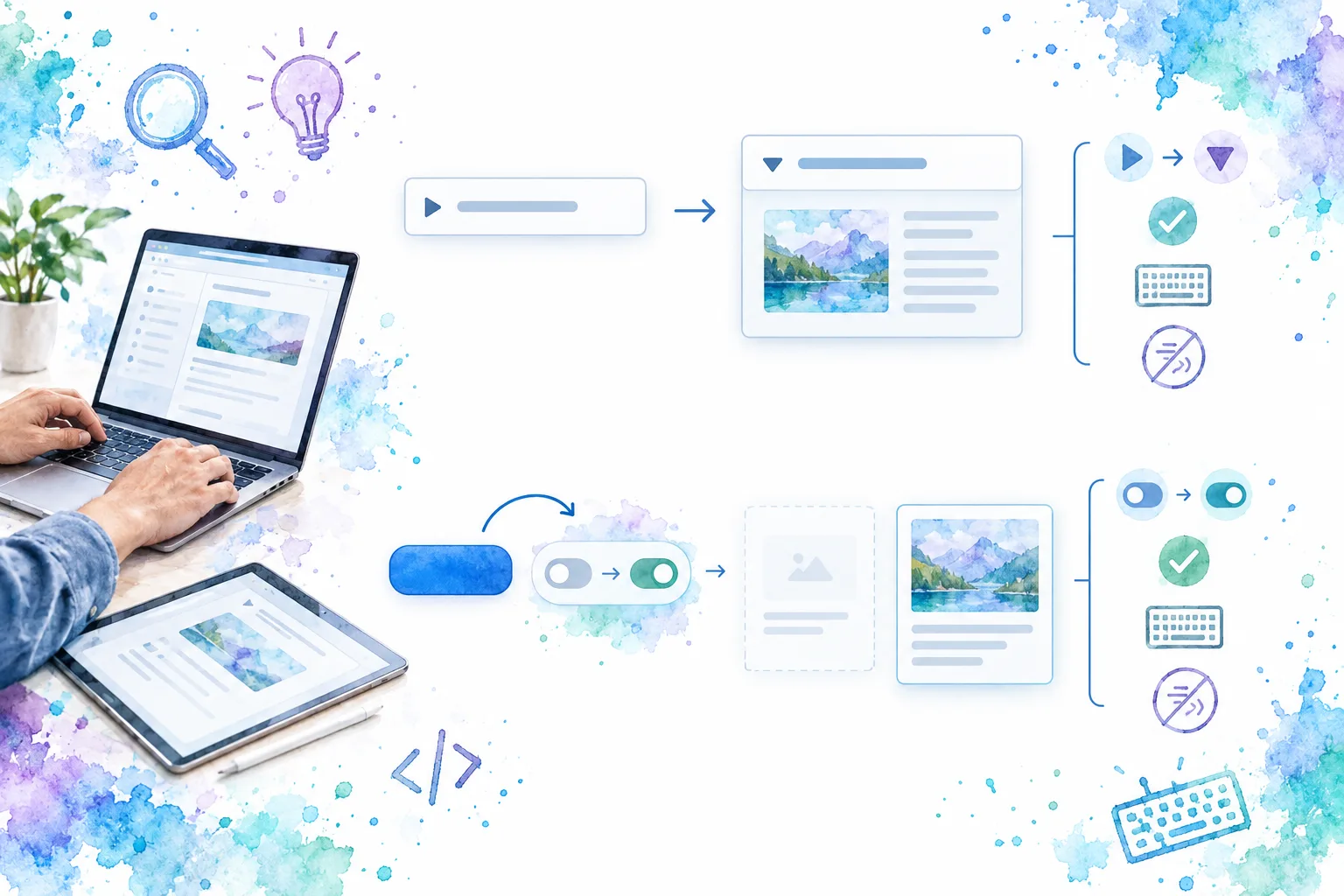 Two routes to expand a panel: native disclosure or a button synchronized with hidden content